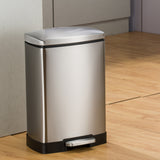 NNEAGS 2X Foot Pedal Stainless Steel Rubbish Recycling Garbage Waste Trash Bin Rectangular Shape 12L Silver