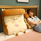 NNEAGS Smiley Face Toast Bread Wedge Cushion Stuffed Plush Cartoon Back Support Pillow Home Decor
