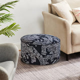 NNEAGS 50x30CM Black Round Soft Pouffe Seat Cushion Elegant Home Accent D?cor Stylish Footstool