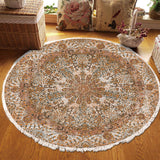 NNEAGS 120cm Mandala Pattern Circle Area Rugs for Living Room Lounge, Anti-slip Doormat, Home Decor