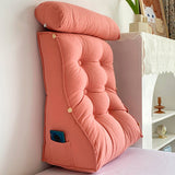 NNEAGS 2X 45cm Peach Triangular Wedge Lumbar Pillow Headboard Backrest Sofa Bed Cushion Home Decor