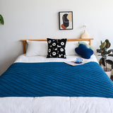 NNEAGS Royal Blue Diamond Pattern Knitted Throw Blanket Warm Cozy Woven Cover Couch Bed Sofa Home Decor with Tassels