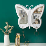 NNEAGS 2X White Butterfly Shape Wall-Mounted Makeup Organiser Dustproof Waterproof Bathroom Storage Box Home Decor
