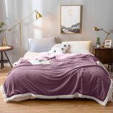 NNEAGS 2X Throw Blanket Warm Cozy Double Sided Thick Flannel Coverlet Fleece Bed Sofa Comforter Purple