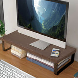 NNEAGS 50cm Black Computer Monitor Elevated Stand Desktop Support Station Rack