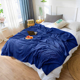 NNEAGS 2X Blue Throw Blanket Warm Cozy Striped Pattern Thin Flannel Coverlet Fleece Bed Sofa Comforter