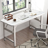 NNEAGS 120x60 White Foldable Computer Study Table Easy Assembly Desk No Chair