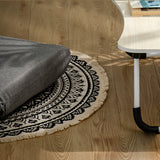 NNEAGS Black Carpet Soft Linen Bohemian Non-Slip Floor Retro Minimalist Round Rug Home Decor with Tassels