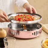 NNEAGS 26cm Hammered Texture Dry Pot in Rose Gold Color Kitchen Essential
