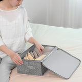 NNEAGS 2X Grey Small Portable Double Zipper Storage Box Moisture Proof Clothes Basket Foldable Home Organiser