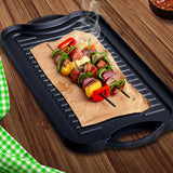 NNEAGS 2X 50.8cm Cast Iron Ridged Griddle Hot Plate Grill Pan BBQ Stovetop