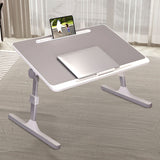 NNEAGS 60X40cm Grey Small Laptop Bed Portable Foldable Study Table Adjustable