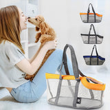 NNEAGS 2X Grey Pet Carrier Bag Breathable Net Mesh Tote Pouch Dog Cat Travel Essentials