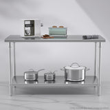 NNEAGS 150*70*85cm Commercial Catering Kitchen Stainless Steel Prep Work Bench