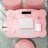 NNEAGS Pink Portable Bed Table Adjustable Folding Mini Desk With Mini Drawer and Cup-Holder Home Decor