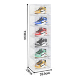 NNEAGS 2X 6 Tier Transparent Portable Shoe Organiser Sneaker Footwear Folding Plastic Bin Stackable Storage Box with Magnetic Door