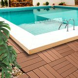 NNEAGS 11 pcs Red Brown DIY Wooden Composite Decking Tiles Garden Outdoor Backyard Flooring Home Decor