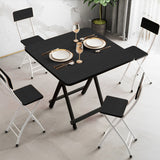 NNEAGS Black Dining Table Portable Square Surface Space Saving Folding Desk Home Decor