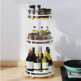 NNEAGS 3 Tier Steel White Round Rotating Multi-Function Kitchen Portable Storage Spice Seasoning Kitchen Countertop Organiser Shelf