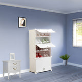 NNEAGS 5 Tier White Shoe Rack Organizer Sneaker Footwear Storage Stackable Stand Cabinet Portable Wardrobe with Cover