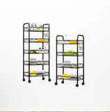 NNEAGS 5 Tier Steel Black Bee Mesh Kitchen Cart Multi-Functional Shelves Portable Storage Organizer with Wheels