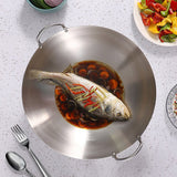NNEAGS 47cm Stainless Steel Kitchen Cooking Wok with 2 Sturdy Handles