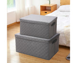 NNEAGS 2X Large Grey Non-Woven Diamond Quilt Grid Fabric Storage / Organizer Box