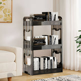 NNEAGS 2X 38x24cm Clear 4 Tier Bookshelf & Cosmetic Storage Organizer Trolley Rack