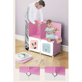 NNEAGS 8 Cubes Princess Design Portable Wardrobe Divide-Grid Modular Storage Organiser Foldable Closet