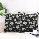 NNEAGS 2X 45cm Subtle Foliage Green Pillow Subtle Orchid Blossom Square Throw Pillow