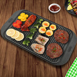 NNEAGS 47cm Cast Iron Ridged Griddle Hot Plate Grill Pan BBQ Stovetop