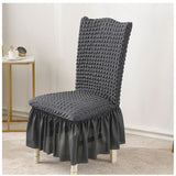 NNEAGS 2X Dark Grey Chair Cover Seat Protector with Ruffle Skirt Stretch Slipcover Wedding Party Home Decor