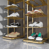 NNEAGS 5 Tier Gold Plated Metal Shoe Organizer Space Saving Portable Footwear Storage Shelf
