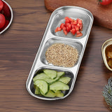NNEAGS 20.5cm Silver Sauce Pan with Three Compartments Divided Sauce Dish Kitchen Essential