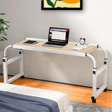 NNEAGS 120x45cm Wood Cross Bed Movable Desk Table w/ Adjustable Length & Height