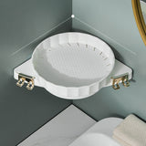 NNEAGS White 360 Degree Wall-Mounted Rotating Bathroom Organiser Corner Vanity Rack Toilet Adhesive Storage Shelf