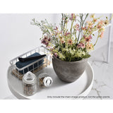 NNEAGS 27cm Rock Grey Round Resin Plant Flower Pot in Cement Pattern Planter Cachepot for Indoor Home Office