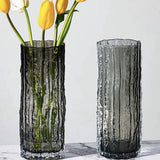 NNEAGS 30.5cm Handcrafted Grey Glass Vase, Classic Design for Home Decor