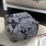 NNEAGS 55x30cm Black Squared Soft Pouffe Seat Cushion Elegant Home Accent D?cor Stylish Footstool