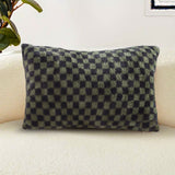 NNEAGS 30cm Urban Light Luxury Dark Green Checkered Lumbar Throw Pillow