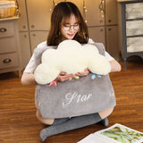 NNEAGS 2X Grey Cute Cloud Cushion Soft Leaning Lumbar Wedge Pillow Bedside Plush Home Decor