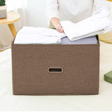 NNEAGS 2X Coffee Medium Foldable Canvas Storage Box Cube Clothes Basket Organiser Home Decorative Box