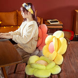 NNEAGS 2X  Yellow Double Flower Shape Cushion Soft Bedside Floor Plush Pillow Home Decor