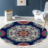 NNEAGS 90cm Round Rug Bohemian Circle Area Rug with Bohemian Geometric Pattern, Anti-slip Doormat, Home Decor