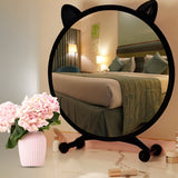 NNEAGS 2X 40cm Black Smart Makeup Bedroom Table Mirror Cat Ear Style No LED Light