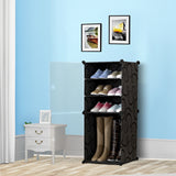 NNEAGS 4 Tier Shoe Rack Organizer Sneaker Footwear Storage Stackable Stand Cabinet Portable Wardrobe with Cover