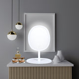 NNEAGS 26cm White Oval Smart LED Makeup Bedroom Table Vanity Mirror Tricolor w/ 5x Magnification