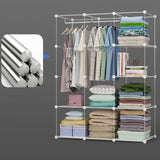 NNEAGS 10 Cubes White Portable Wardrobe Divide-Grid Modular Storage Organiser Foldable Closet with Doors