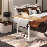 NNEAGS 2X 40x80cm Walnut Bedside Table Movable Bedroom Desk Student Computer Table