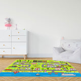 NNEAGS 120cm Kids Rug Street Map Play Mat, Educational Baby Theme Park Area Rugs